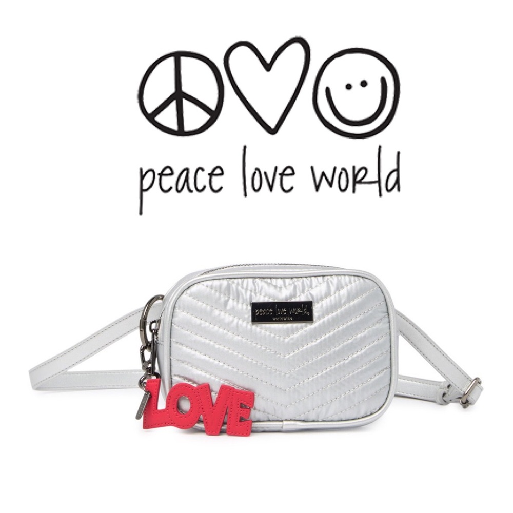 🆕 Peace Love World – Camera Belt Bag (SILVER)